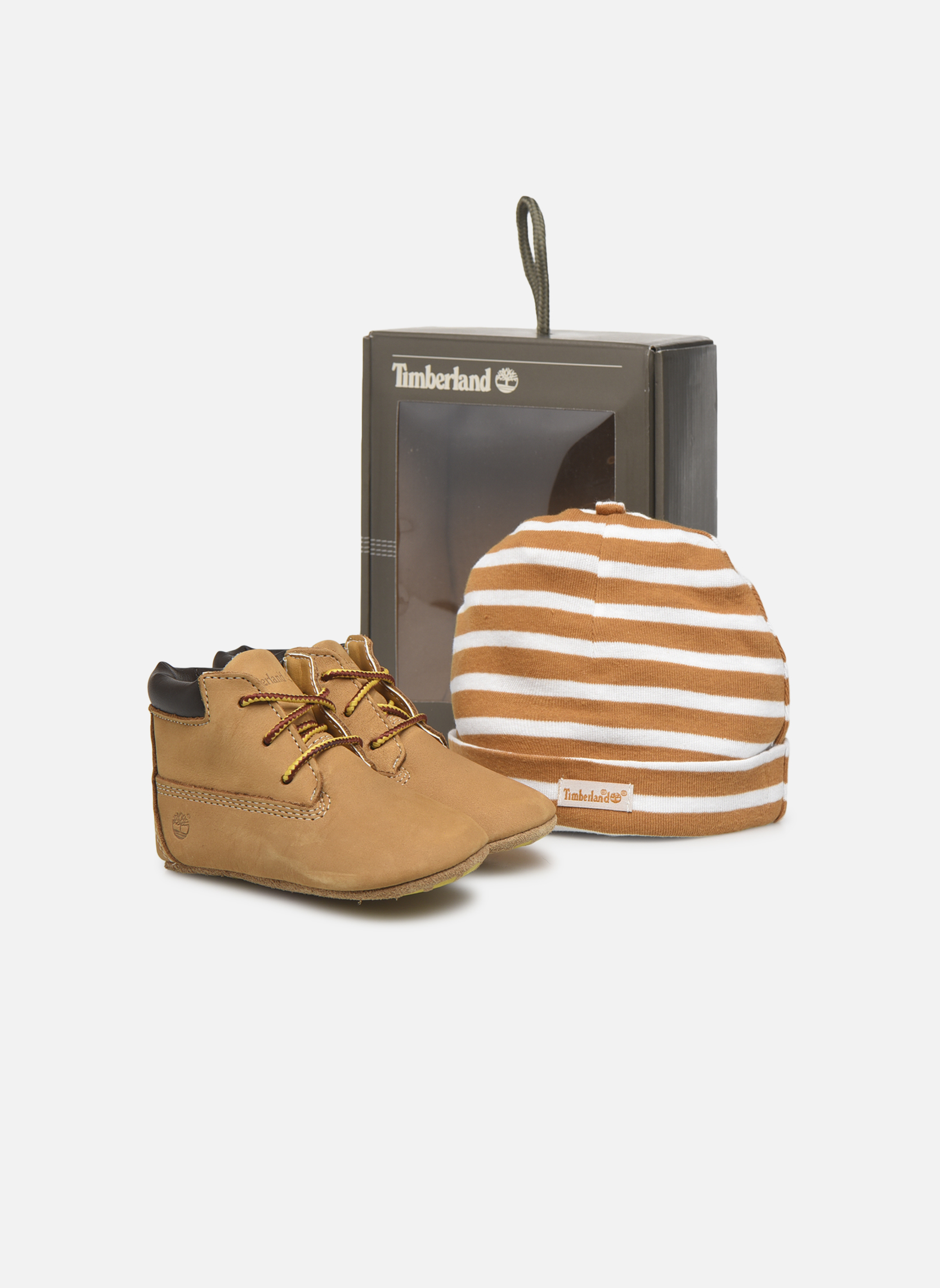 timberland crib booties and hat